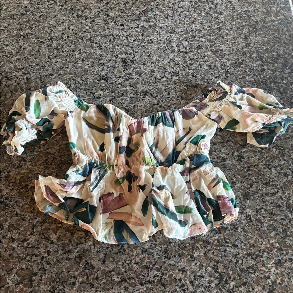 Stone Cold Fox Floral Peplum Crop Top
